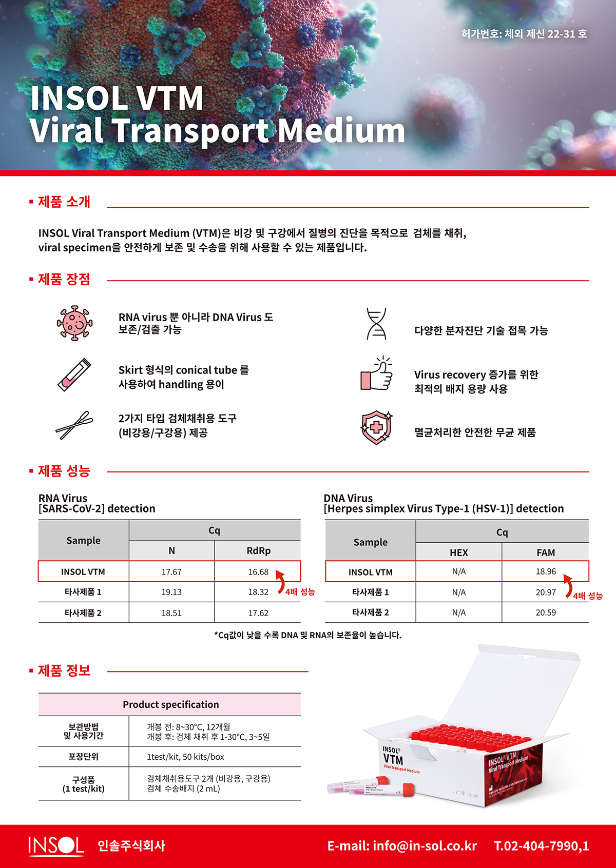 INSOL VTM Viral Transport Medium 제품 사용방법